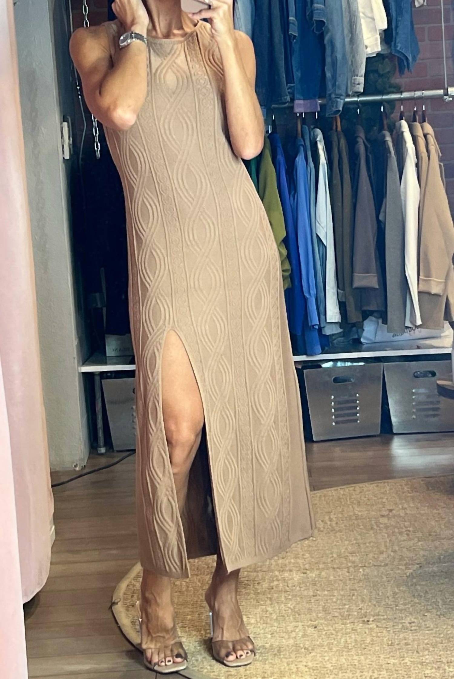 Aurora - Knit Midi Slit Dress