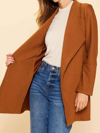 Skies Are Blue - Thick Knit Fold Over Collar Cardigan