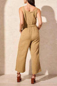 Tribal - Cotton Gauze Belted Jumpsuit