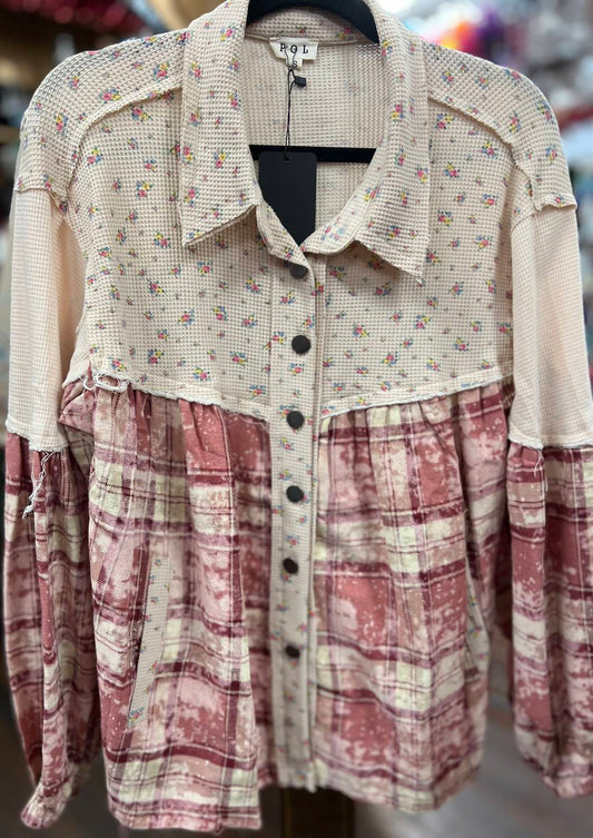 Pol - Women Multi Media Cream Shacket