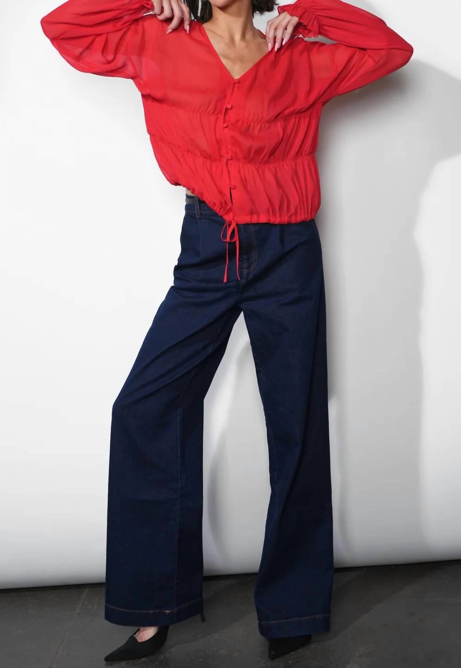 Greylin - Lainey Flowy Button Front Blouse