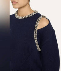 JONATHAN SIMKHAI Monroe Embellished Pullover in blue - women's sweater - alternate view