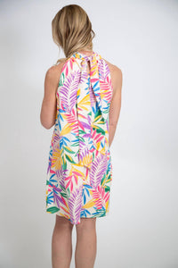 Fsl Apparel - Tropical Print Halter Mini Dress