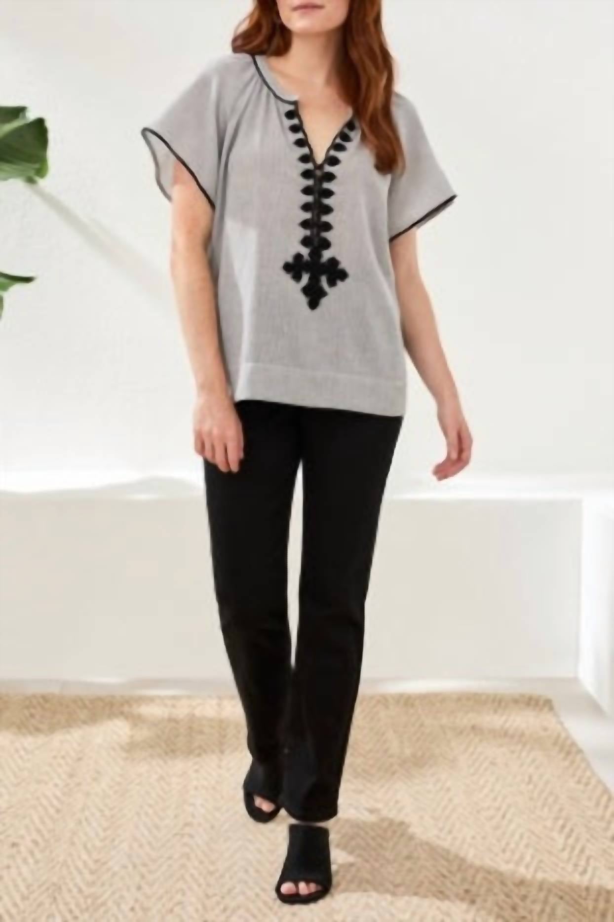 Tribal - Flutter Sleeve Embroidered Blouse