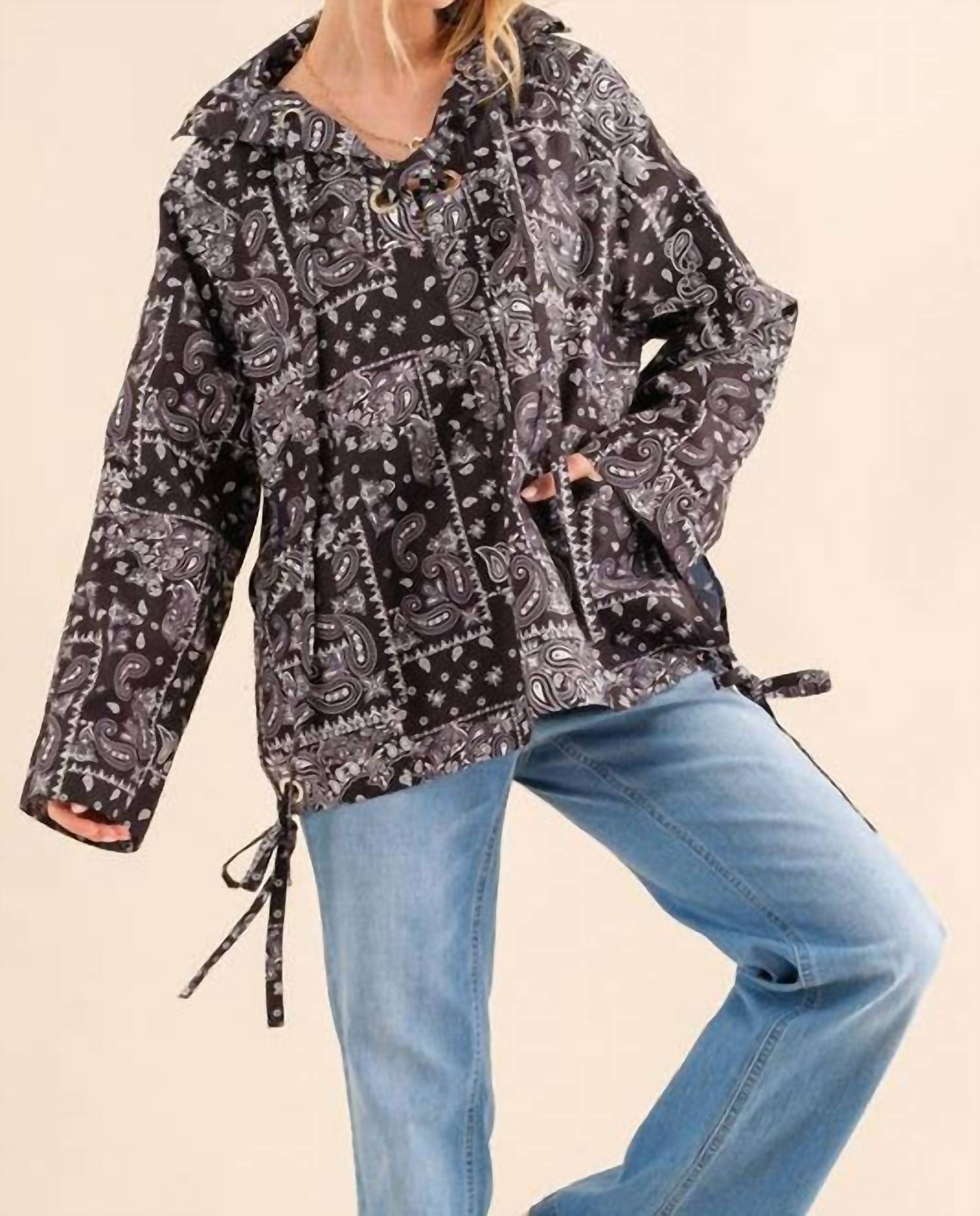 And The Why - Lace Up Pullover Windbreaker Jacket