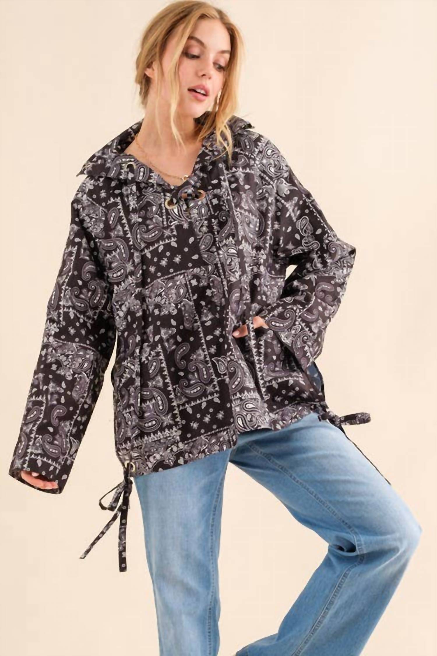 And The Why - Lace Up Pullover Windbreaker Jacket