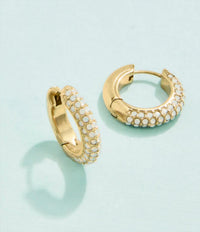spartina 449 Women's Shine On Pavé Hoop Earrings in gold - women's jewelry