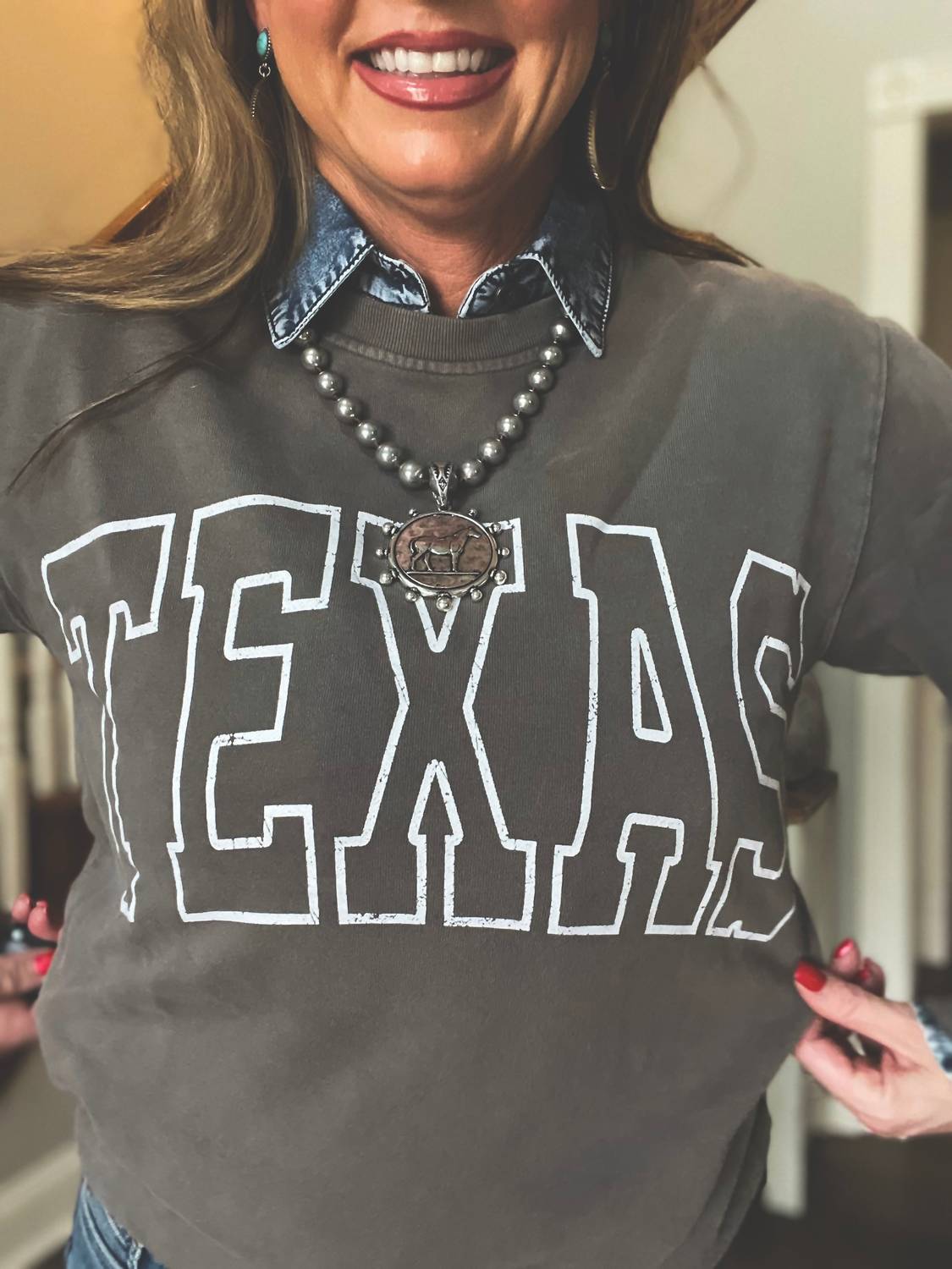 Zutter Texas Crew Sweatshirt in mocha - women's top - alternate view
