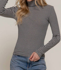 Active Basic - Stripe Long Sleeve Turtleneck Top