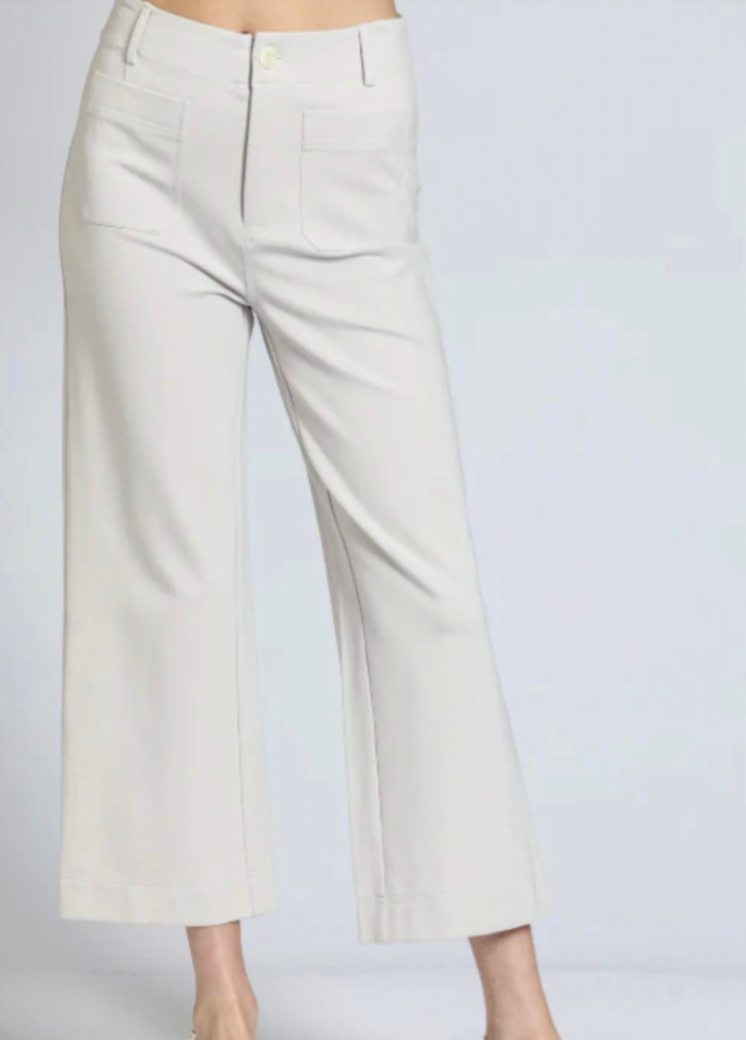 Apny - Ponte Cropped Wide Leg Pant