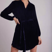Bella Dahl Velvet Corduroy Tunic Dress in navy - women's dress