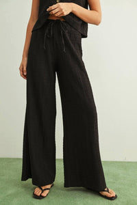 Miou Muse - Crinkled Fabric Elastic Waist Pants