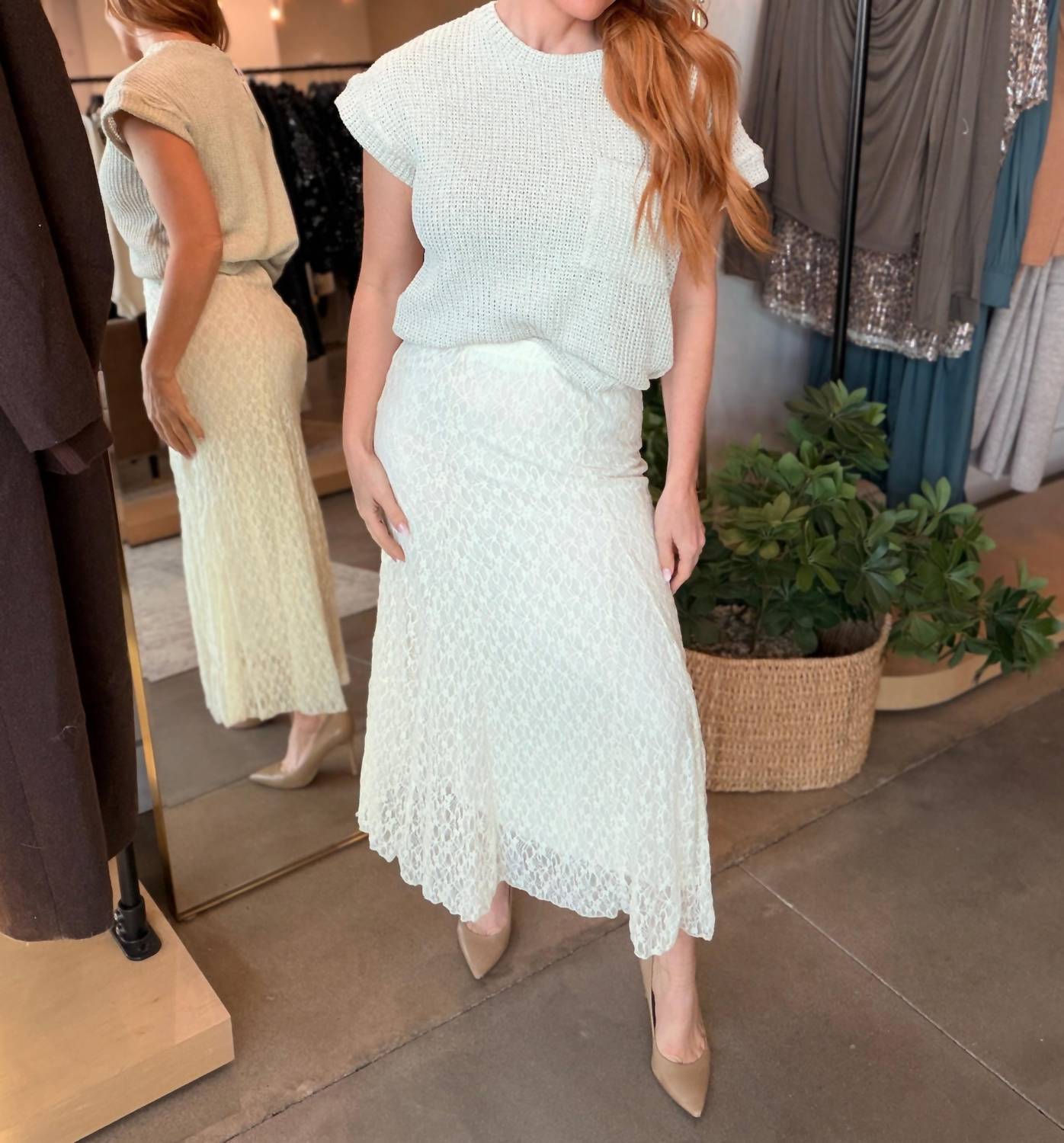 Sunday Edition Lace Maxi Skirt in cream - women's skirt - view 5
