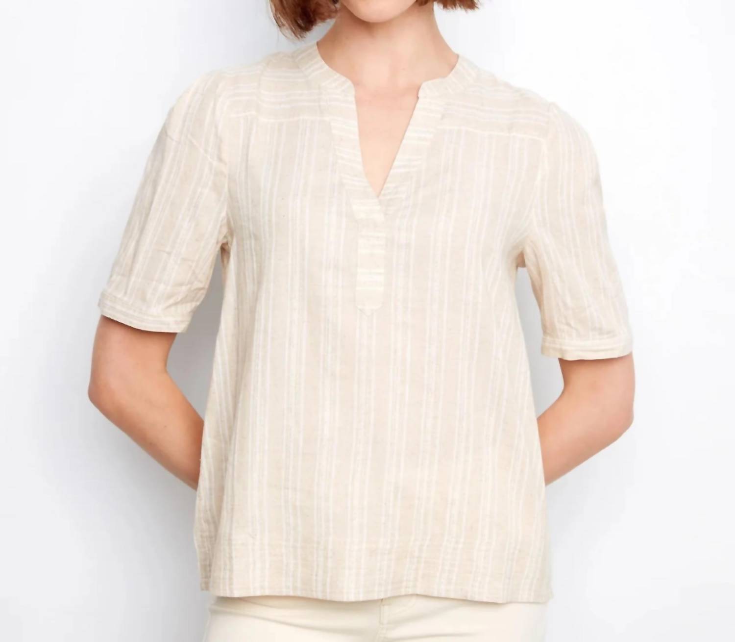 Charlie B - Striped Short Sleeve Blouse