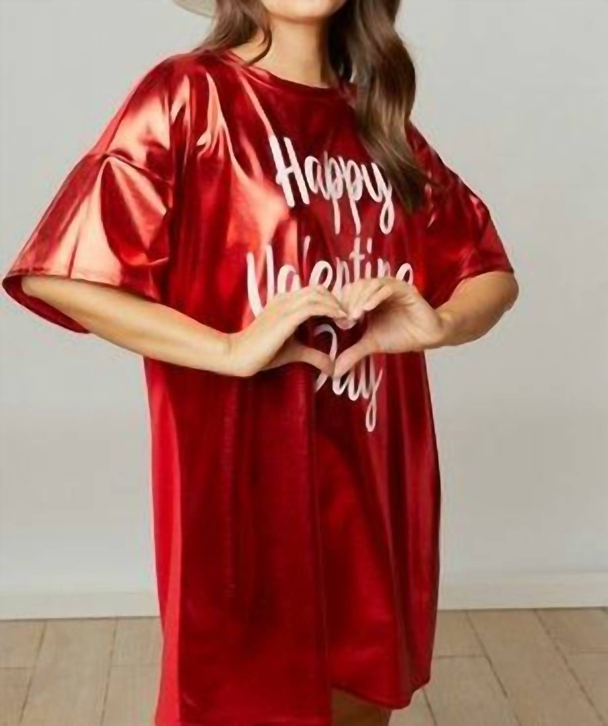 Wholesalesir - Short Sleeve Valentines Shirt Dress