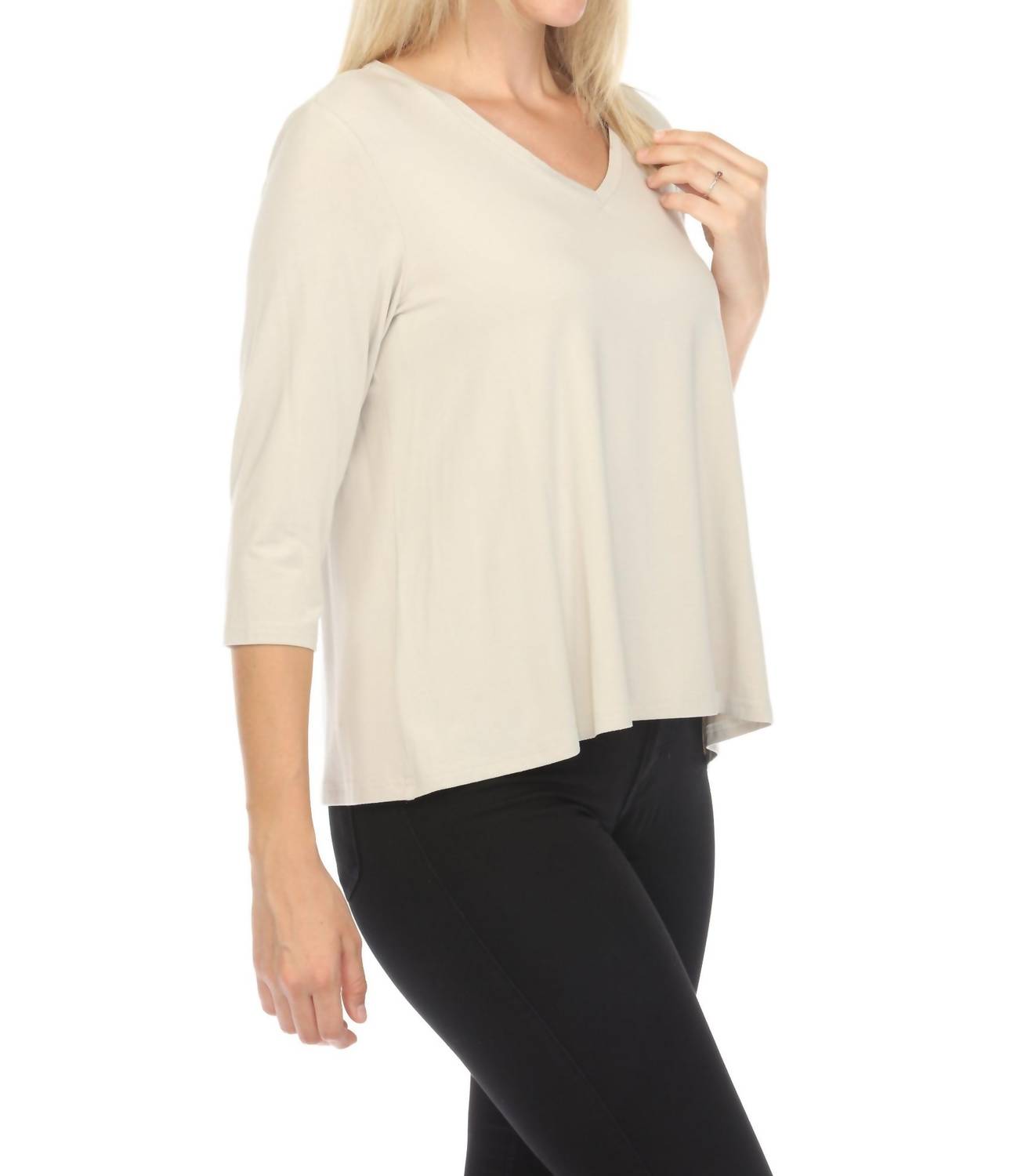 Joseph Ribkoff - V-neck 3/4 Sleeve T-shirt Top