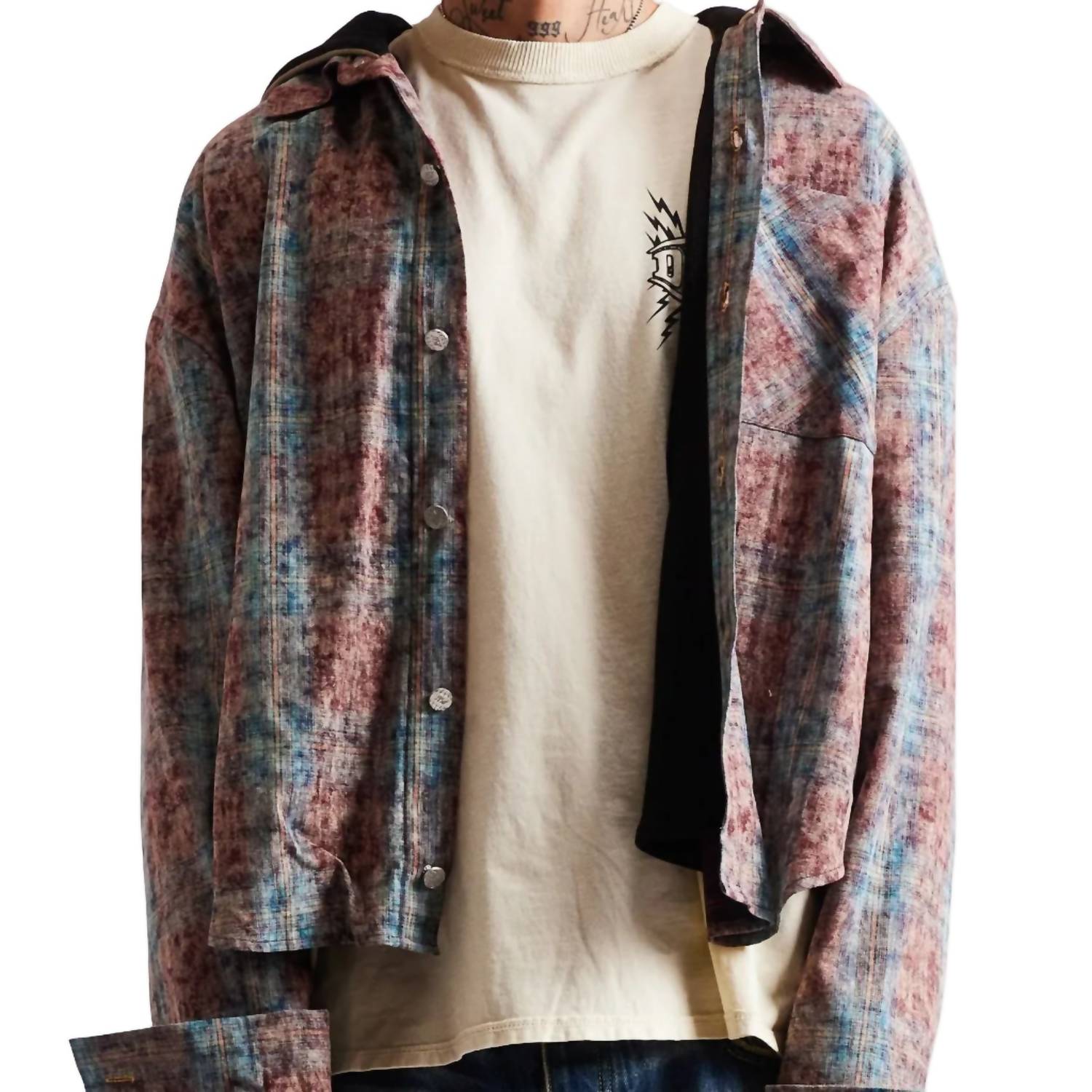 Diet Starts Monday Eagle Hooded Flannel in acid wash - men's jacket - detail view