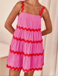 Becoming June - Ric Rac Trim Square Neck Dress