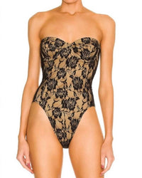 NORMA KAMALI Mio Corset Strapless One Piece Swimsuit in black rose nude - women's swimwear