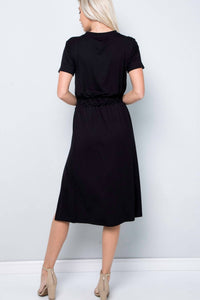 Hailey Apparel - Short Sleeve Midi Dress With Slit
