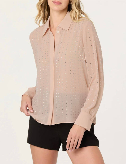Astr - Cristal Semi-sheer Rhinestone Shirt