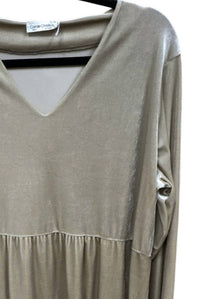 Carole Christian Women's Velvet Tier Dress in champagne - women's dress - detail view