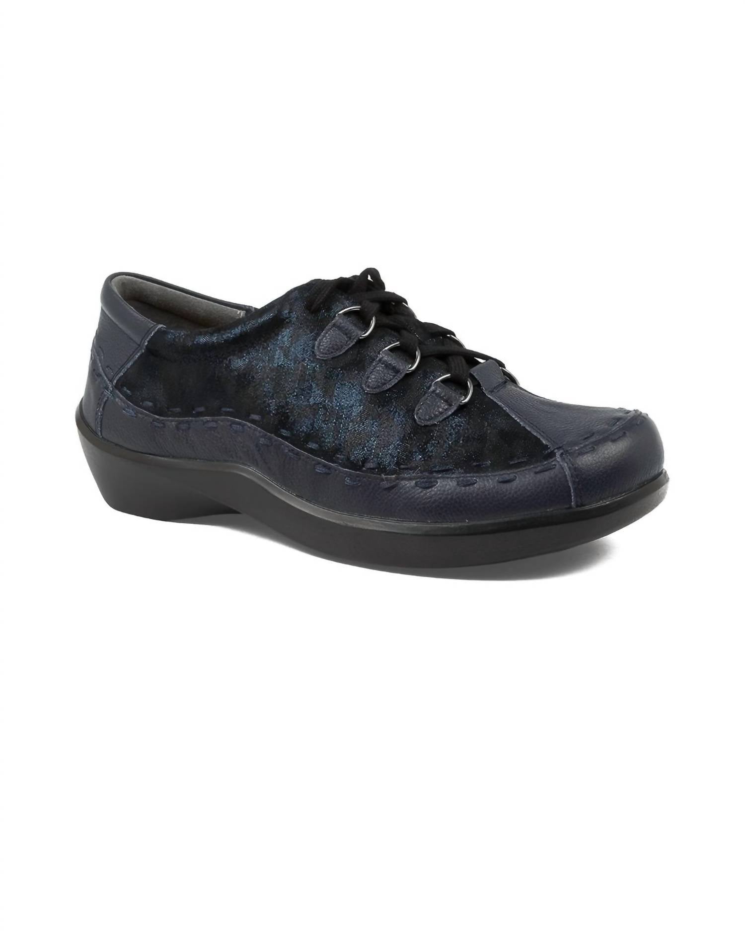 Ziera Women's Allsorts Lace-up Shoe in navy swirl leather - women's flats