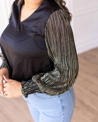 Southern Grace - Glamour Gaze Top With Shimmer Sleeves