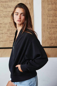 BUCKETLIST Sleek Week Scuba Zip Up Jacket in black - women's jacket - alternate view