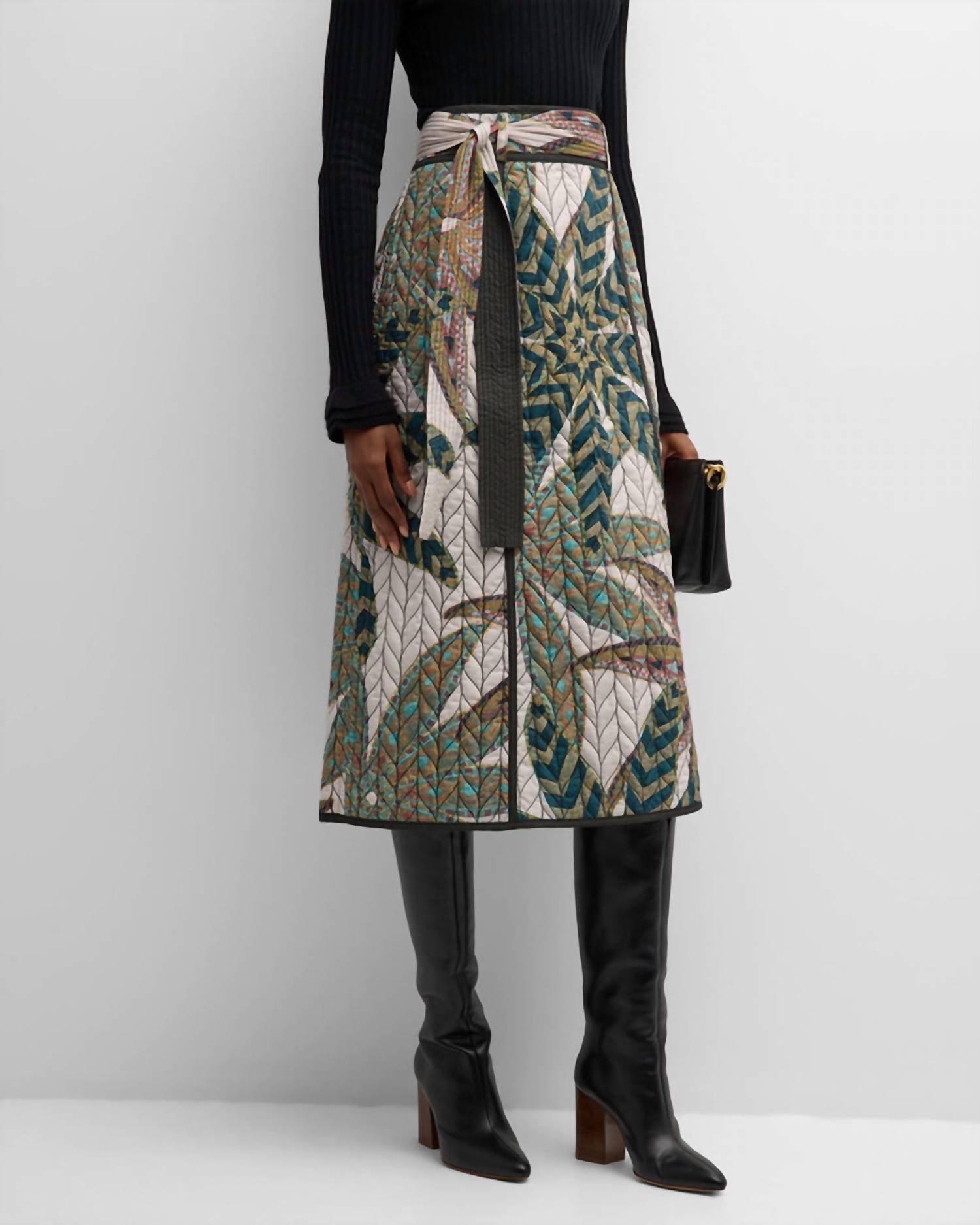 Marie Oliver - Zoie Quilted A-line Cotton Midi Skirt