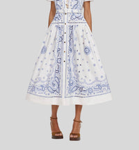 Self-Portrait - Embroidered Midi Shirt Dress