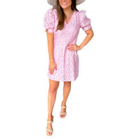 Jade - V-neck Gathered Sleeve Mini Dress