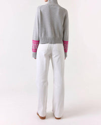 Wispr Geo Mockneck Sweater in grey haze - women's sweater - detail view