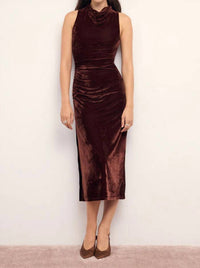 MINKPINK Sonja Velvet Midi Dress in chocolate 1 - women's dress