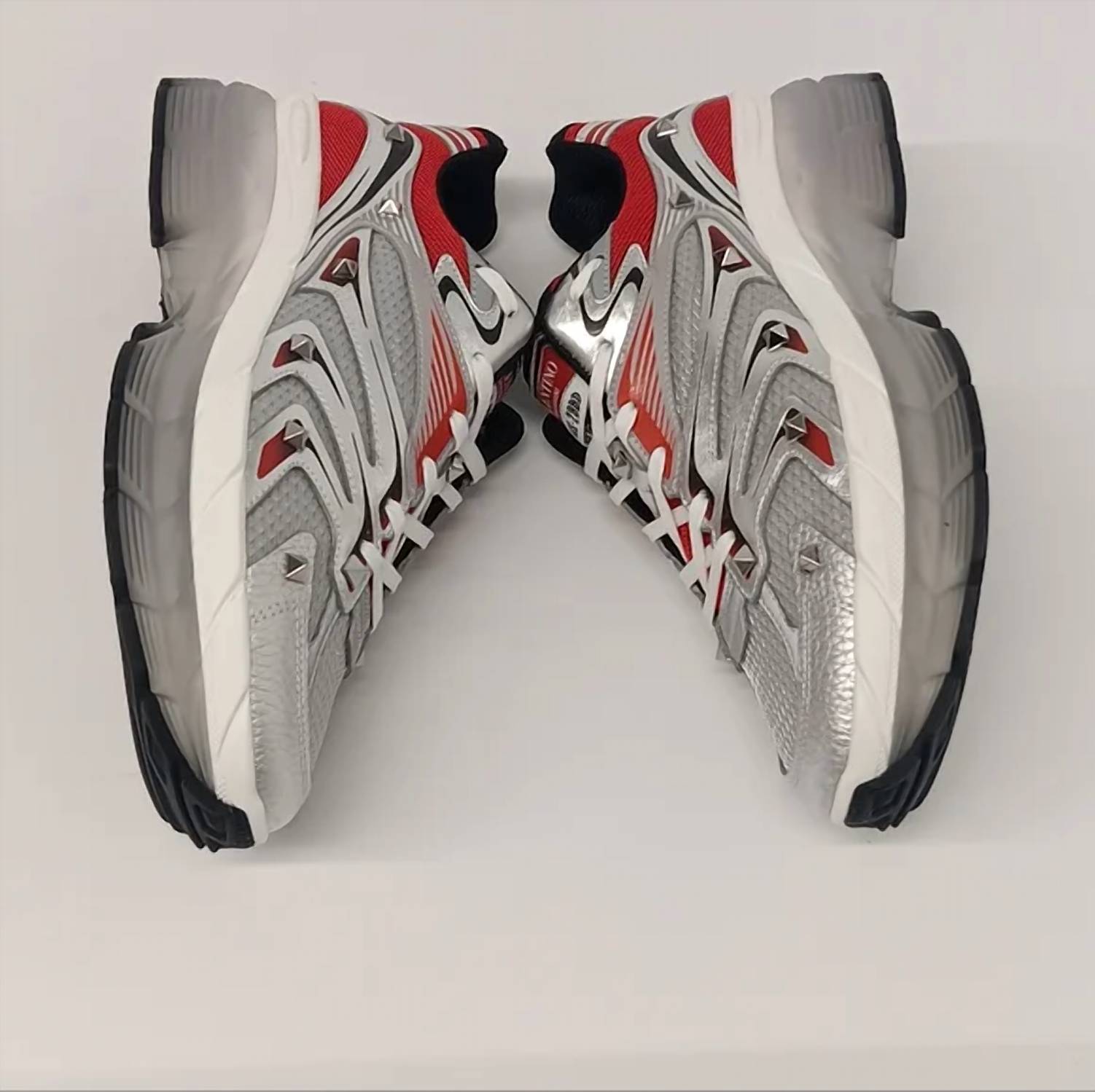 Valentino Garavani Men's Studded Mesh Runner Sneakers in silver red - men's sneaker - alternate view