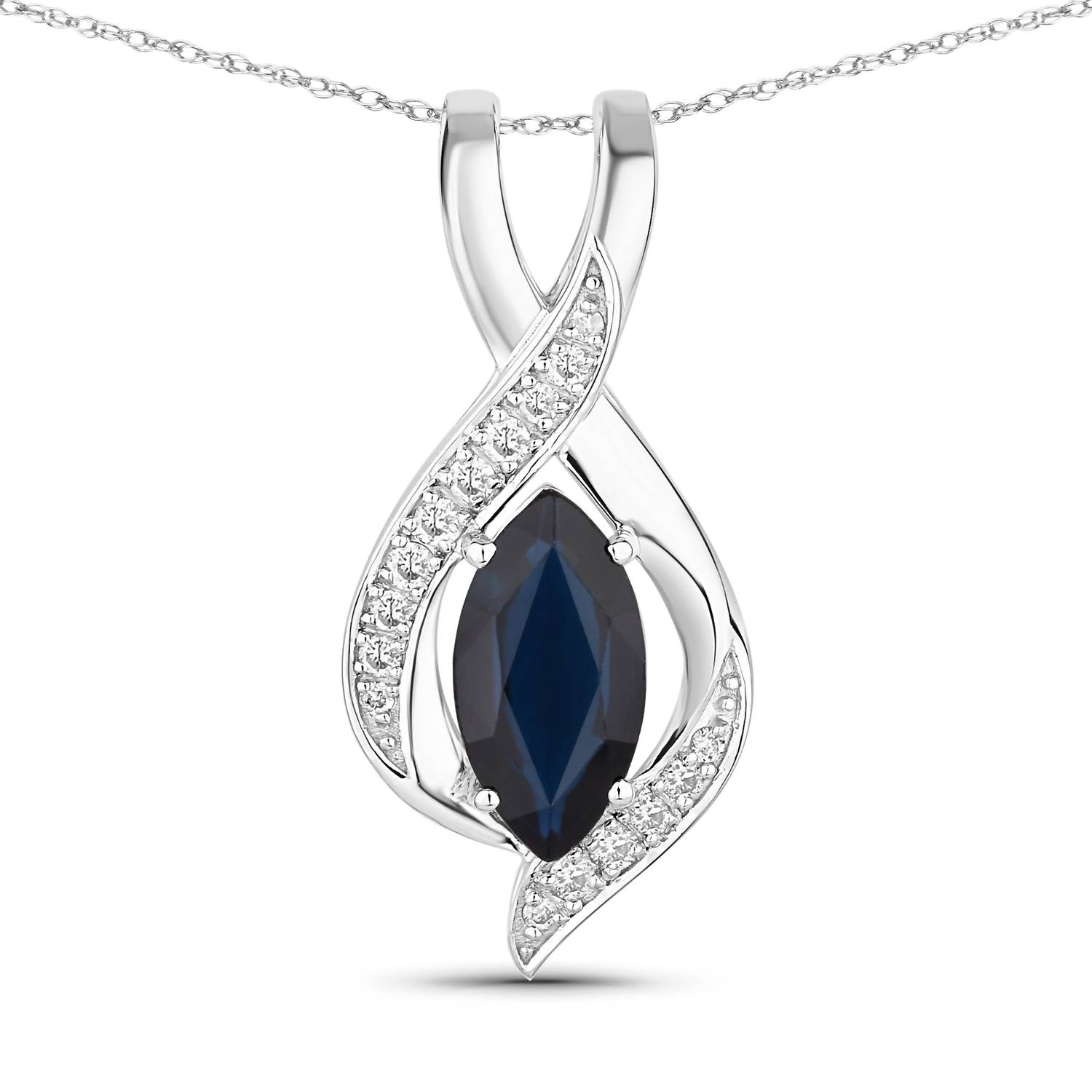 Diana M Jewels Women's Marquise Natural Sapphire Pendant Necklace (2.27 Ct) - Classic Plus in 14k white gold - women's jewelry