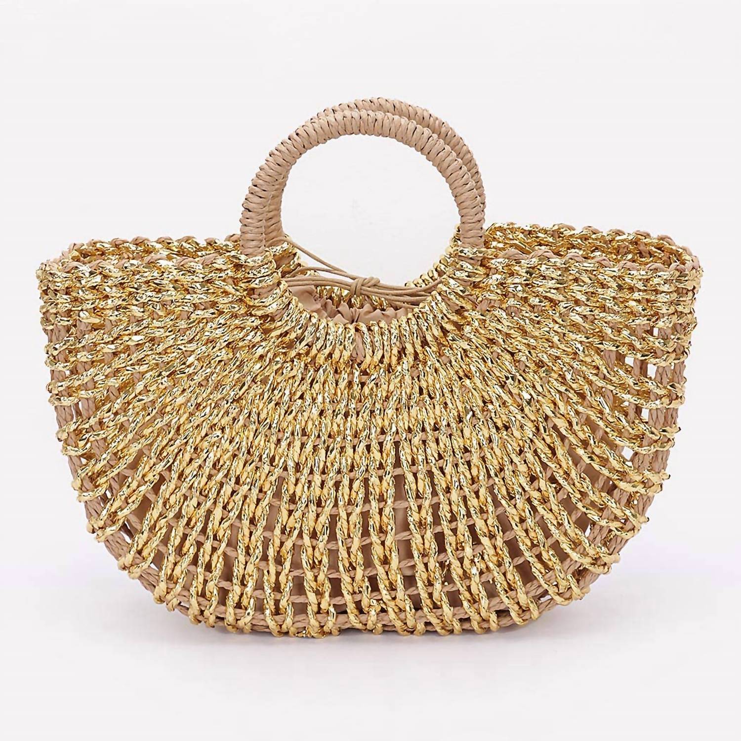 3Am By H&D Accessories - Women's Metallic Faux Straw Tote Bag With Pouch