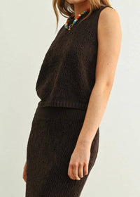 Miou Muse - Crochet Knit Top And Skirt Set