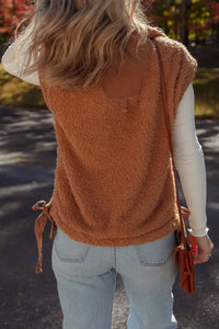 1 The Woman - Sherpa Snap Button Front Vest