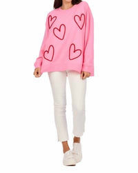 mudpie Valentine Crewneck Sweater in pink - women's sweater - alternate view