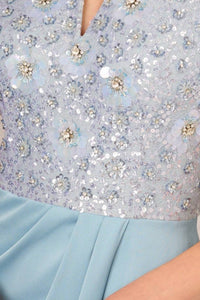 Aidan Mattox - Off-shoulder Beaded Satin Combo Long Dress