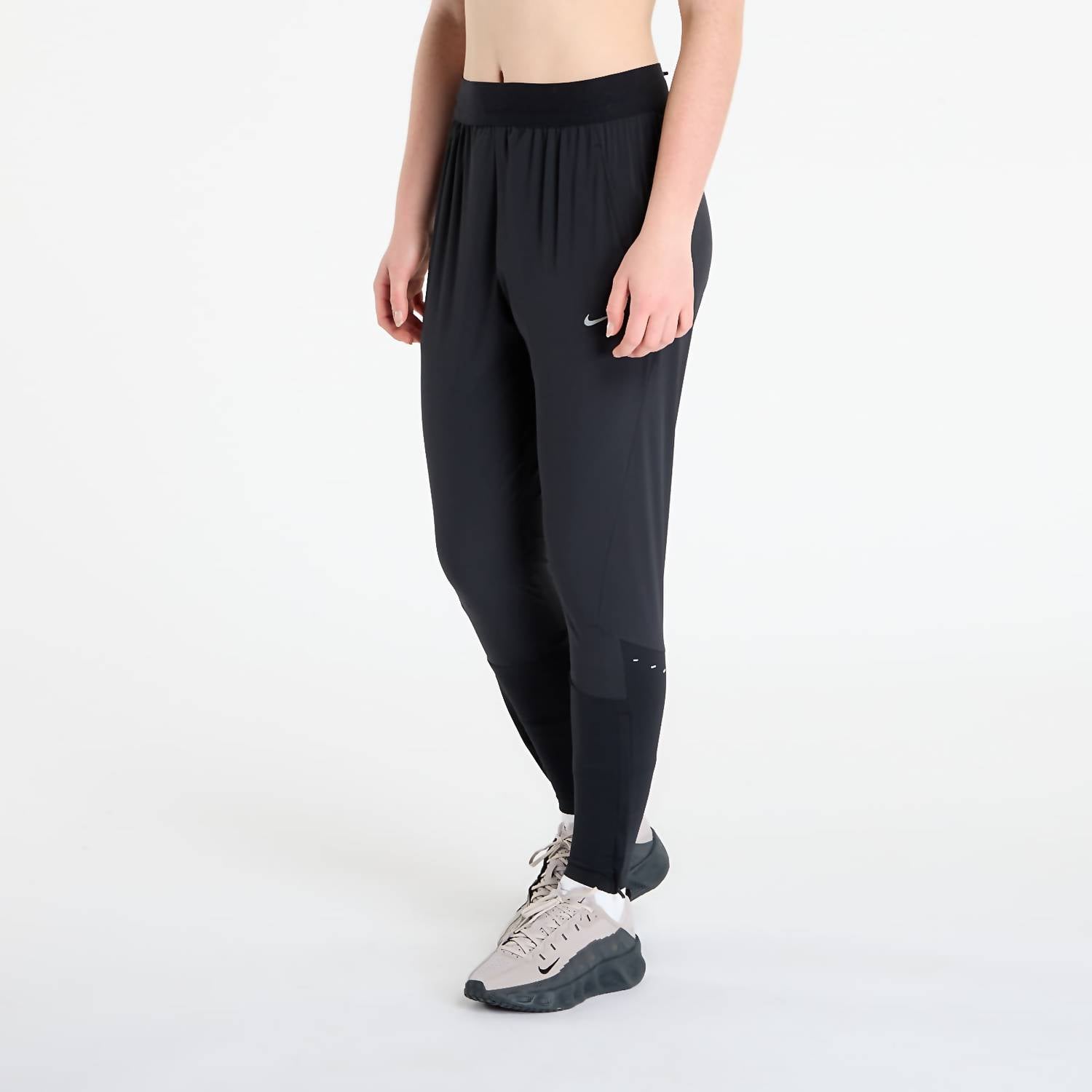 NIKE Dri-fit Mid-rise Running Pant in black black reflective silver - women's pants