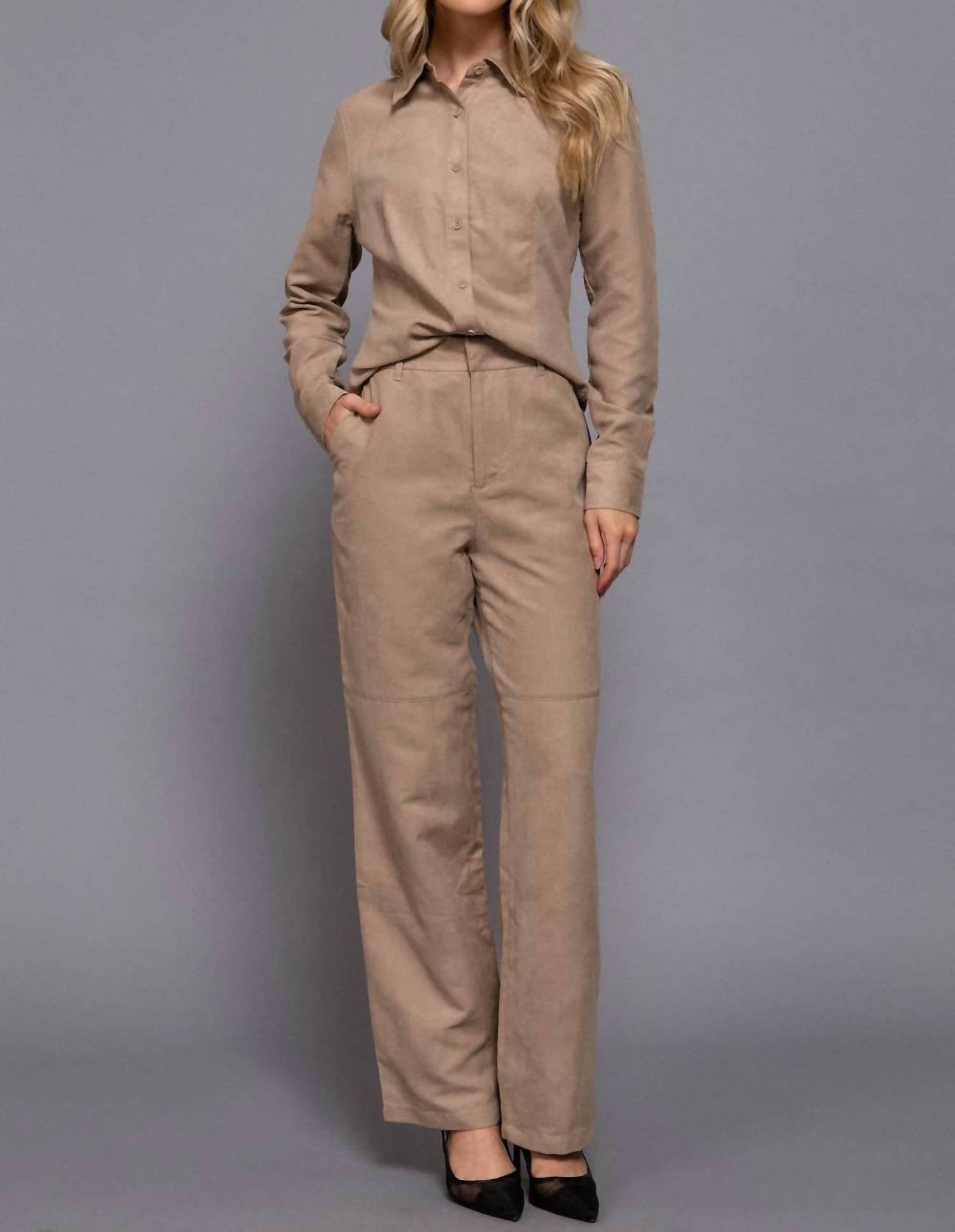 Active Usa - Amber Suede Straight Leg Pants