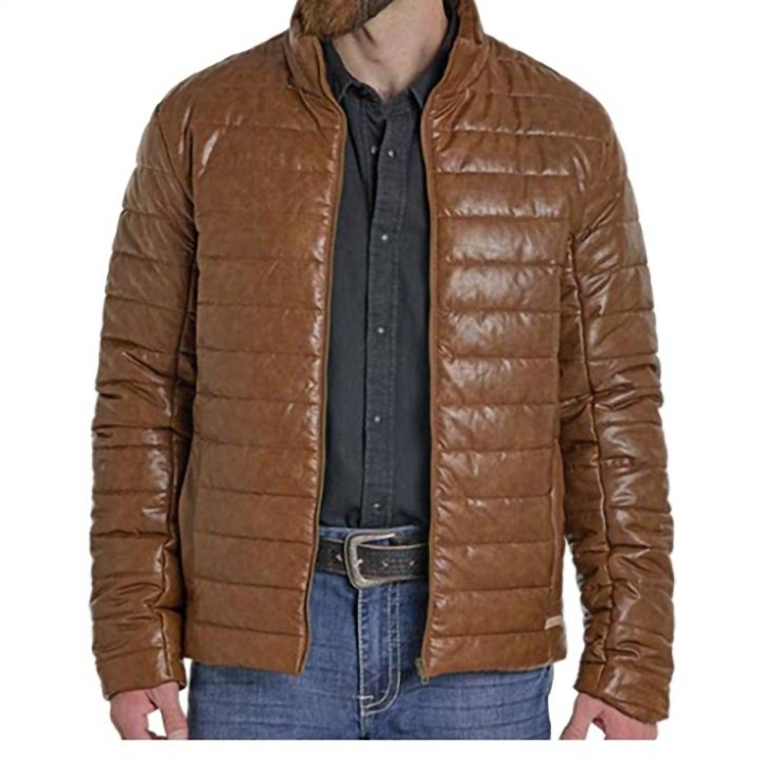 Powder River - Men's Distressed Faux Leather Puffer Coat