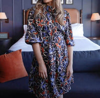 Never a Wallflower Elastic Collar Dress in floral - women's dress - alternate view
