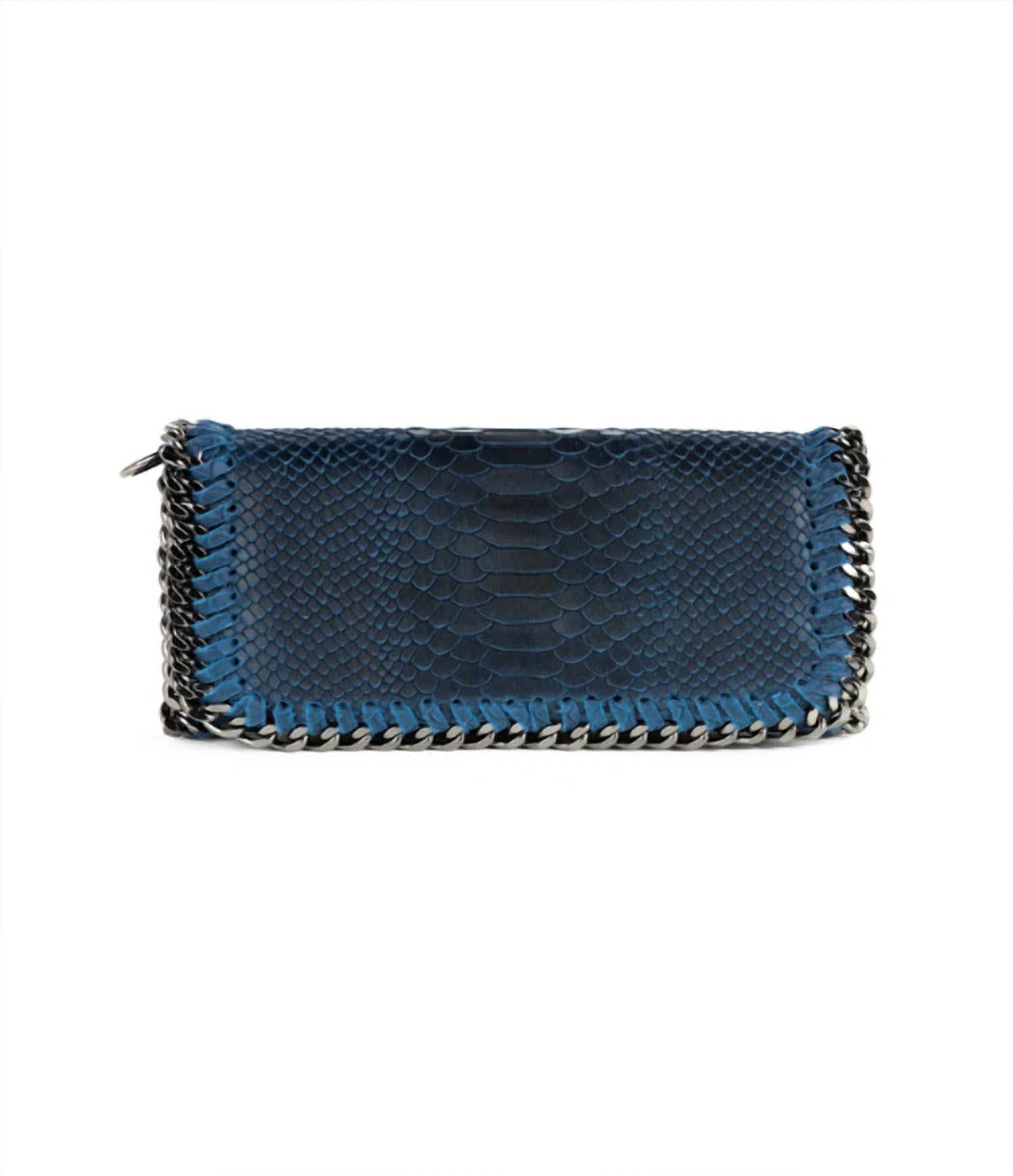German Fuentes Women's Handbag With Gunmetal Chain in navy blue - women's bag
