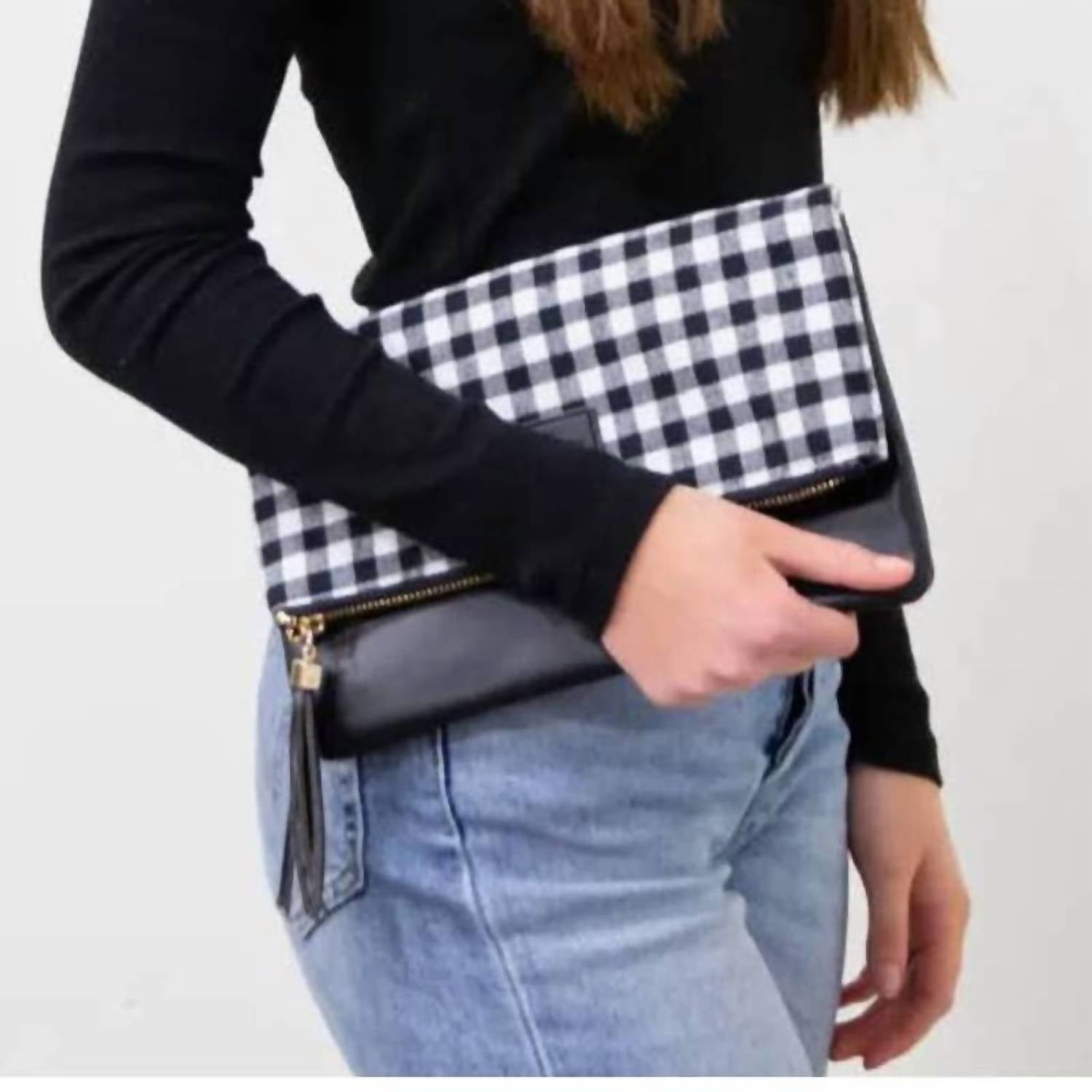 Funky Monkey - Women's Buffalo Check Foldover Clutch