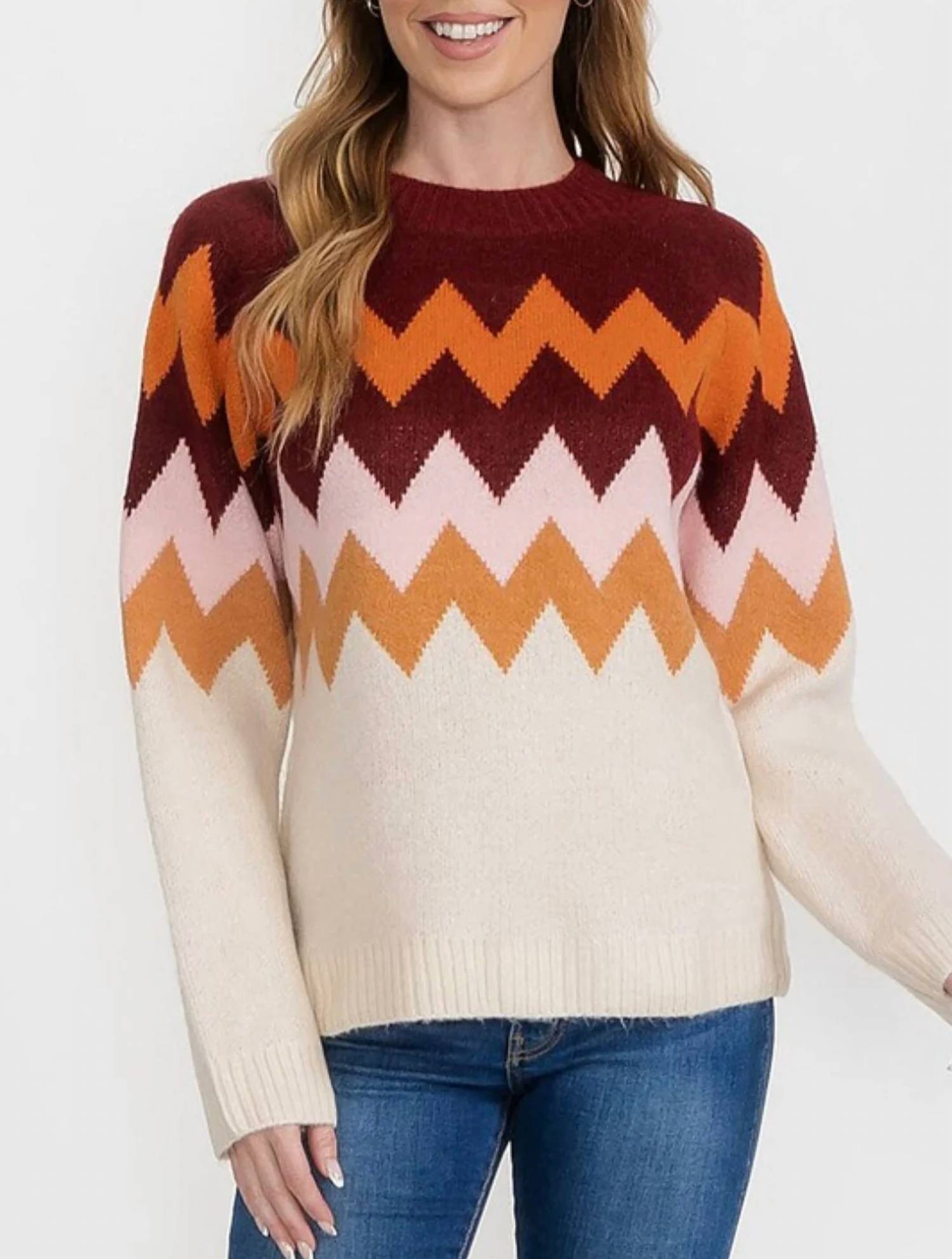 Easel - Chevron Long Sleeve Sweater