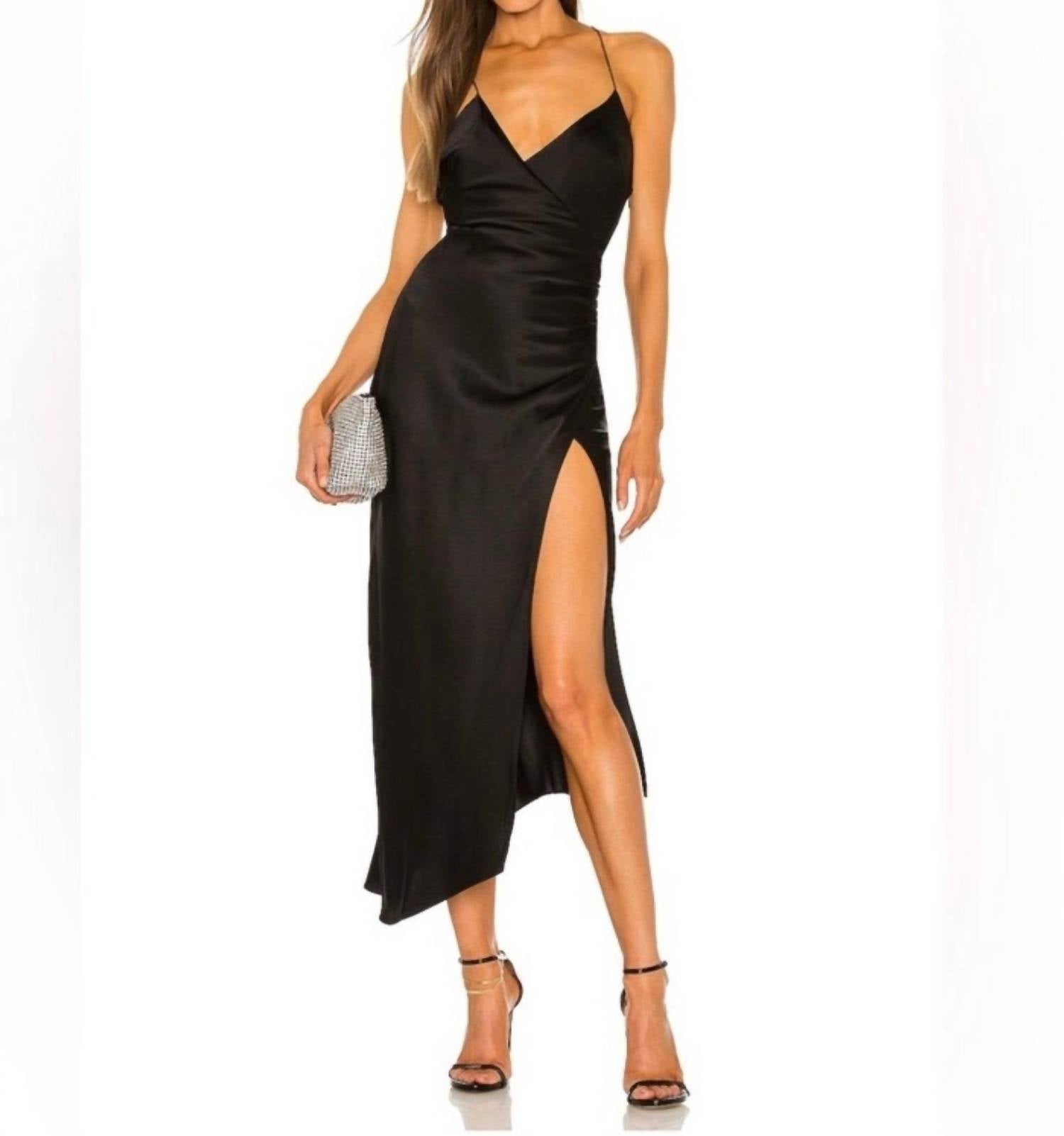 SER.O.YA Emma Slip Open Back Dress in black - women's dress