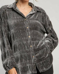 Umgee - Tinsel Tiered Gather Smocked Velvet Top